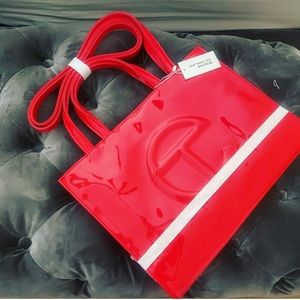 Telfar patent red medium tote